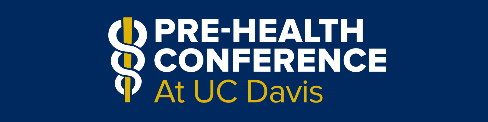 Pre-Health Conference at UC Davis Blue, White, and Gold Logo
